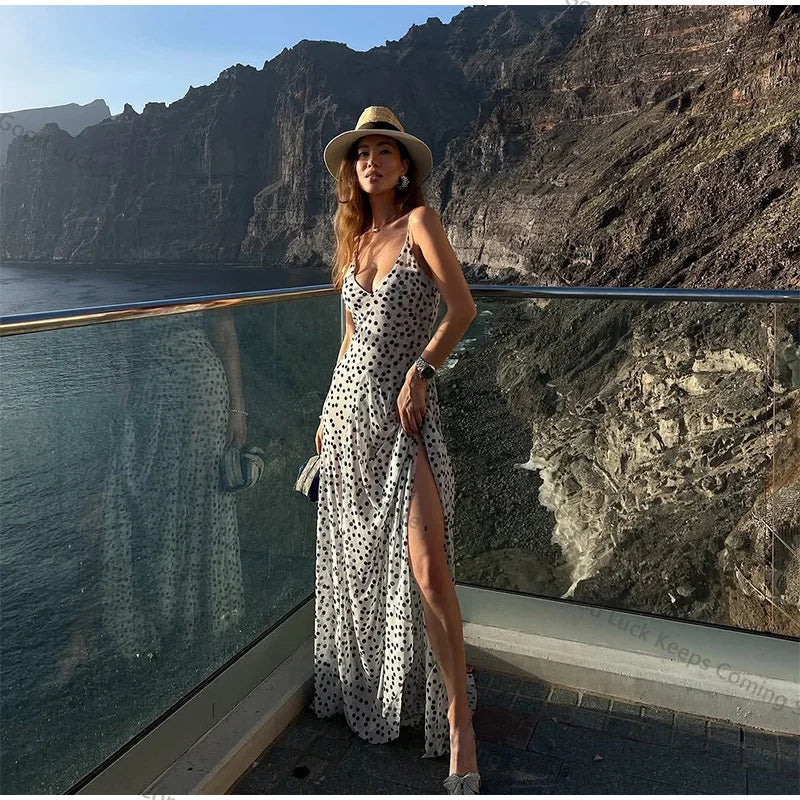 Robe à bretelles à pois chic