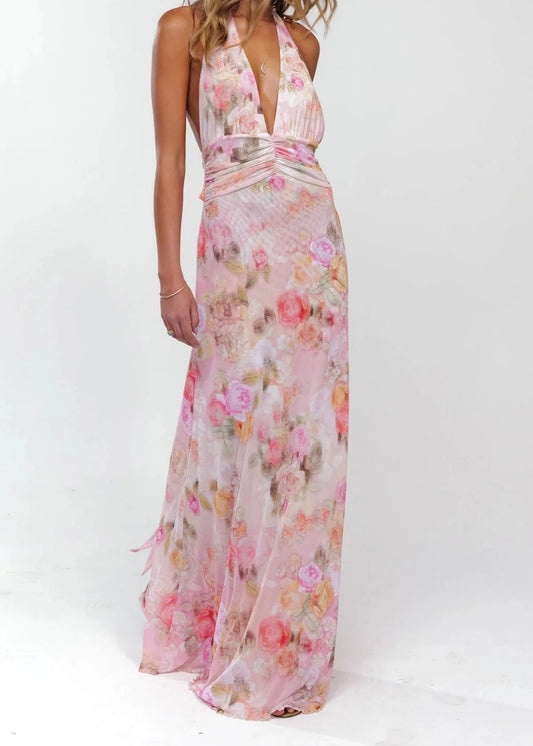 Robe longue chic et fluide pour femme pour cérémonie de mariage