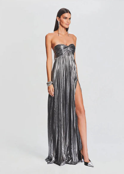 Robe bustier chic blanche brillante pour mariage