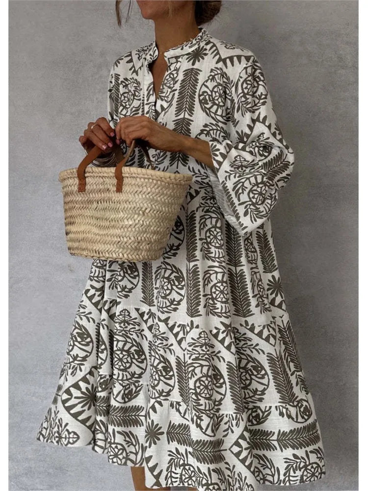 Robe loose bohème imprimée vintage