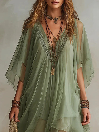 Robe en mousseline transparente