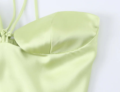Robe de Soirée Jaune Citron Satinée Bustier