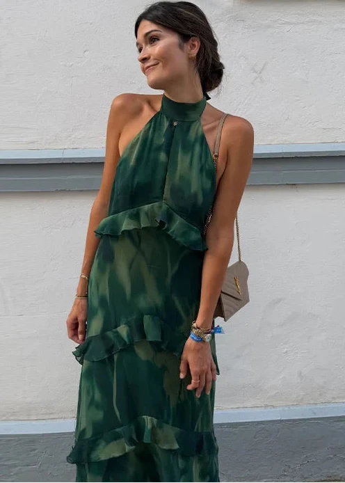 Robe fluide chic verte pour femme