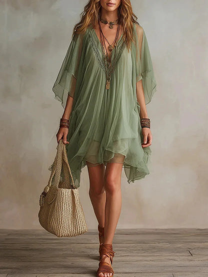 Robe en mousseline transparente