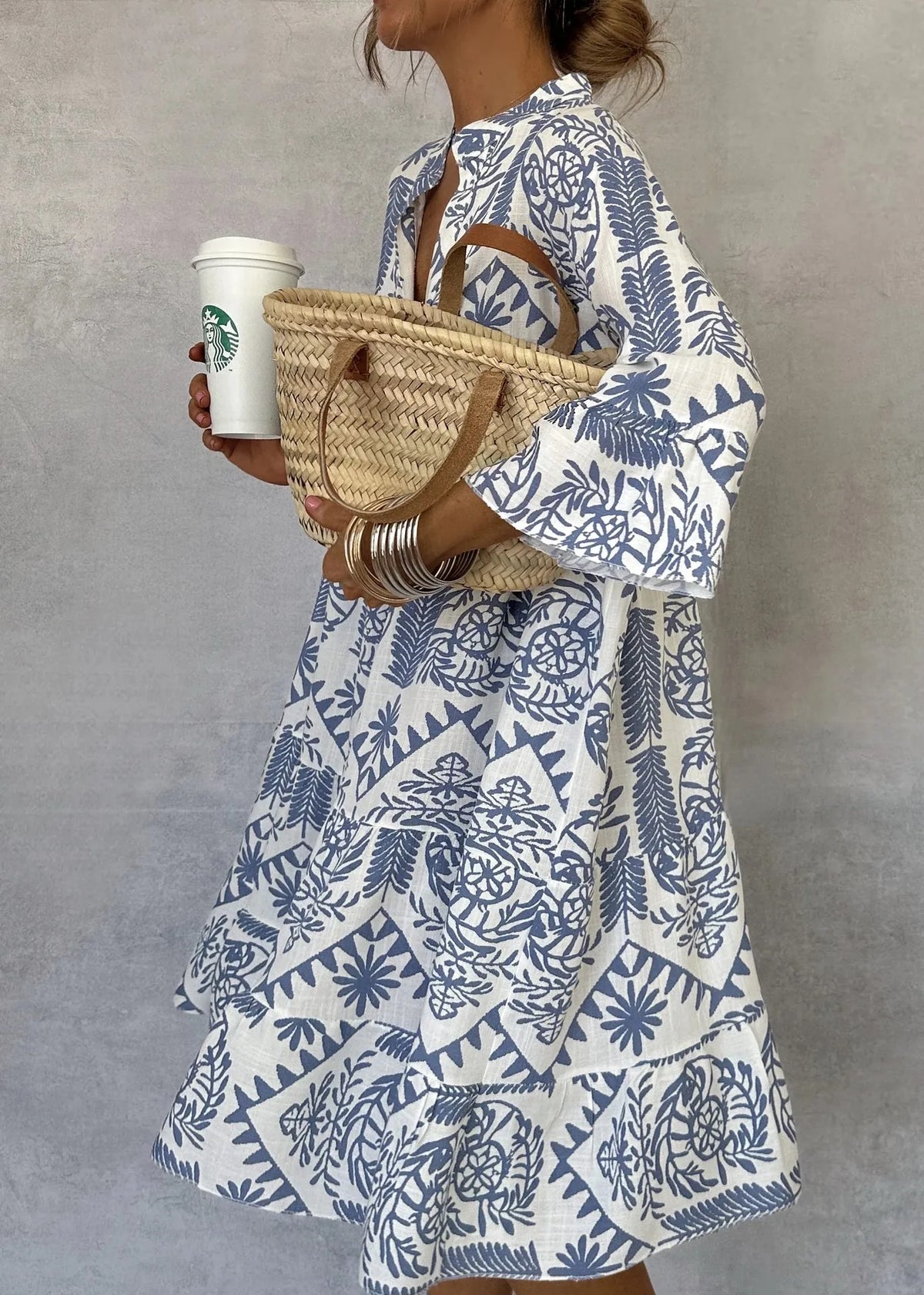 Robe loose bohème imprimée vintage