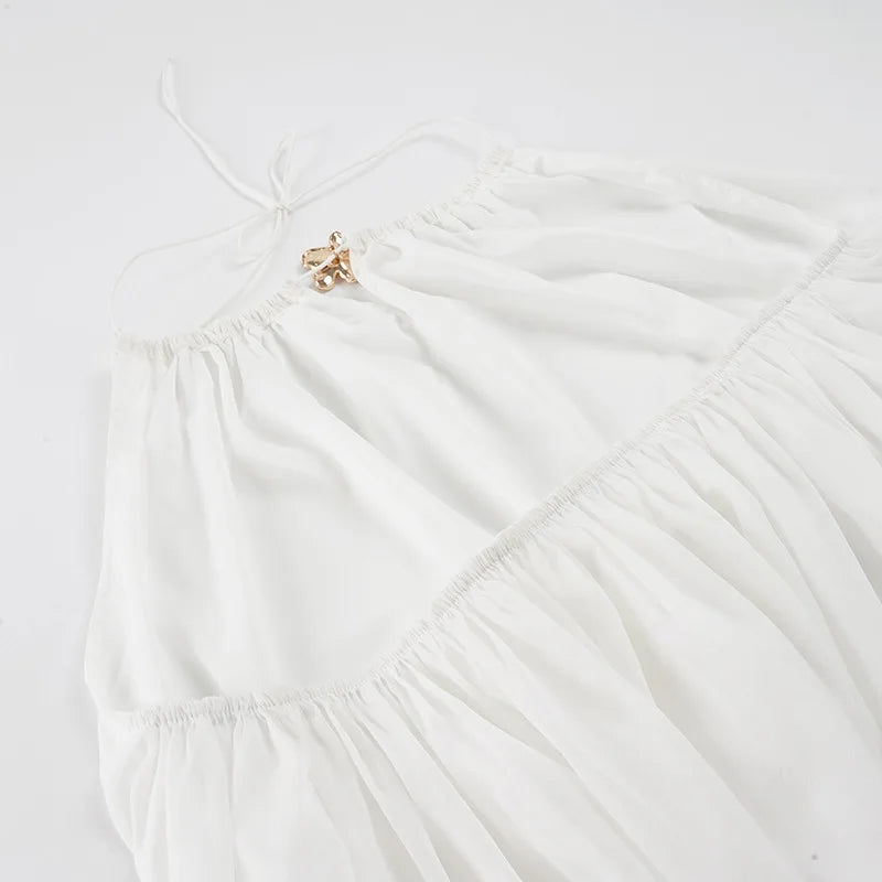 Robe courte blanche pour femme col cou et dos nu