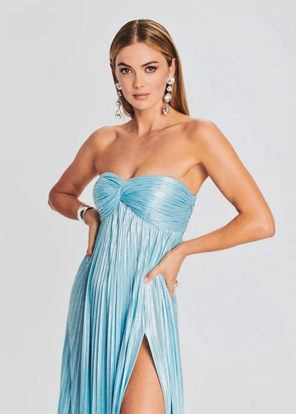 Robe bustier chic bleu ciel pour témoin de mariage