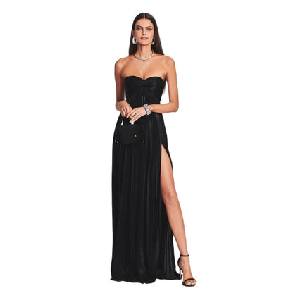 Robe bustier chic dorée brillante