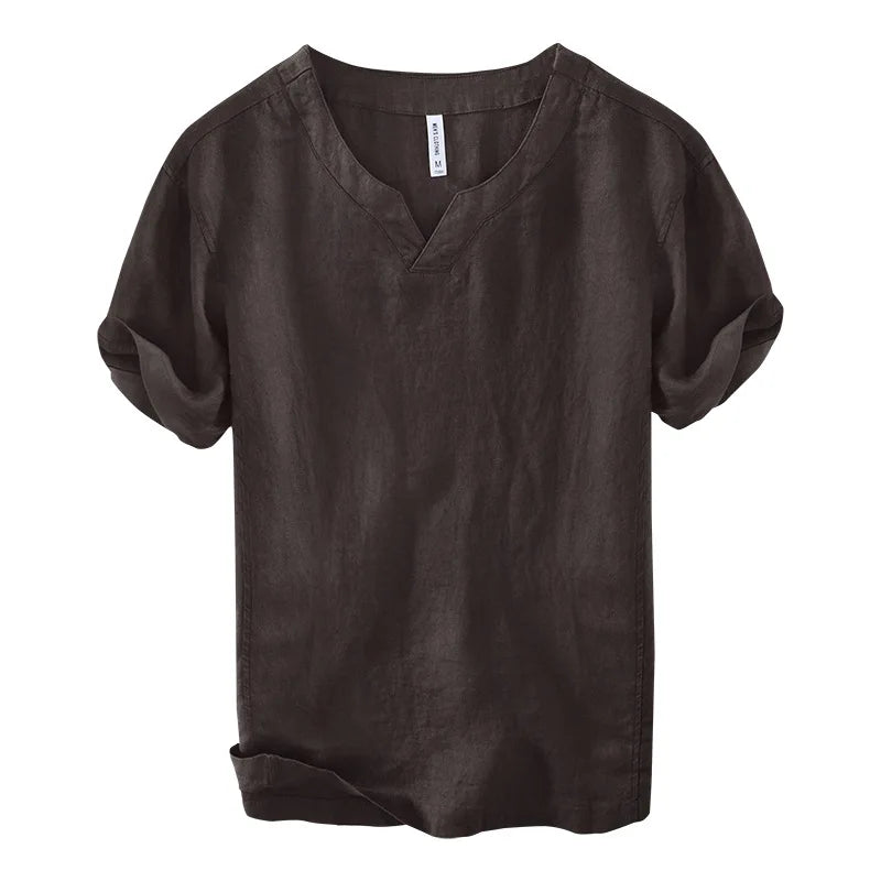 Hynara - Breezy Linen V-Neck Shirt