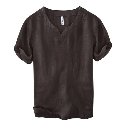 Hynara - Breezy Linen V-Neck Shirt