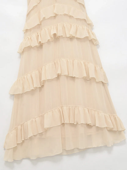 Robe Beige à Volants