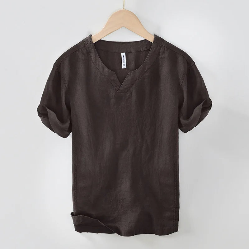 Hynara - Breezy Linen V-Neck Shirt