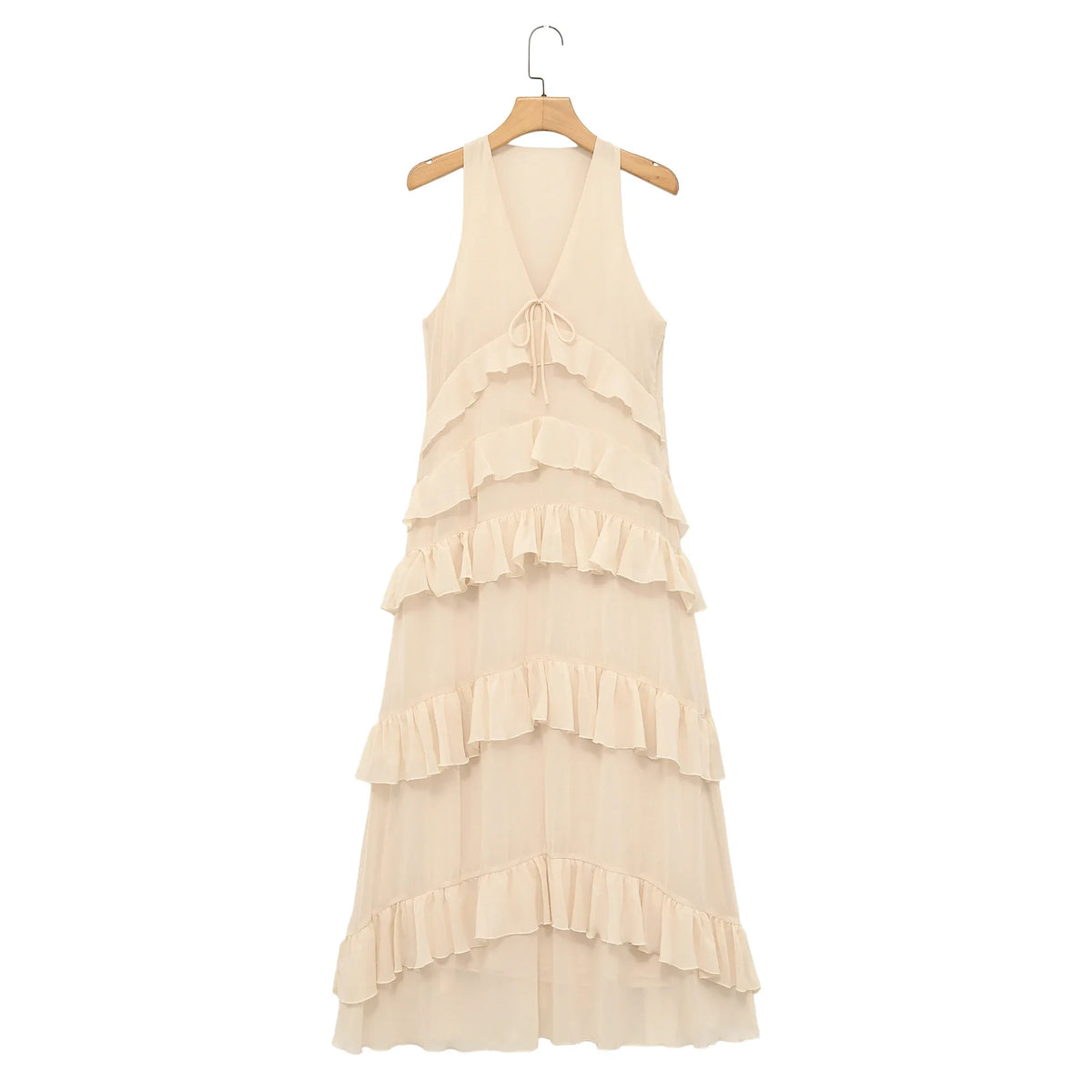 Robe Beige à Volants