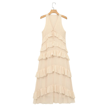Robe Beige à Volants