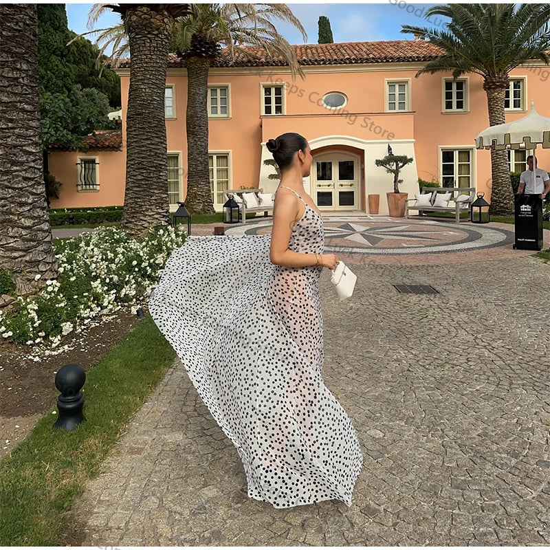 Robe à bretelles à pois chic