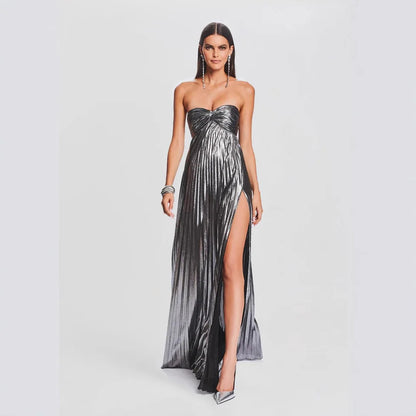 Robe bustier chic blanche brillante pour mariage