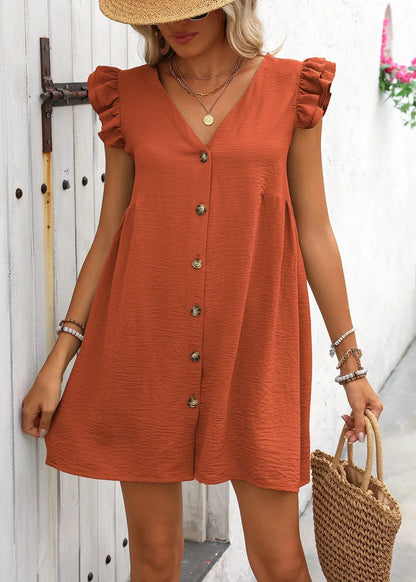 Robe à volants boutonnée simple