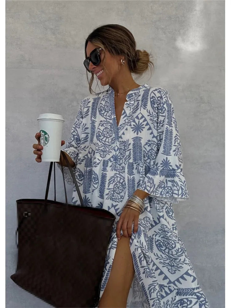 Robe loose bohème imprimée vintage