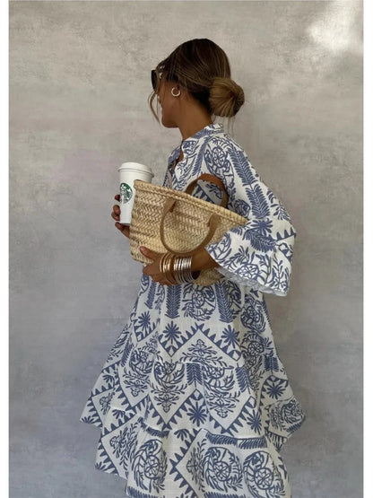 Robe loose bohème imprimée vintage