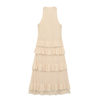 Robe Beige à Volants