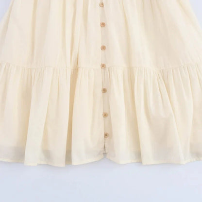 Robe beige bohème brodée