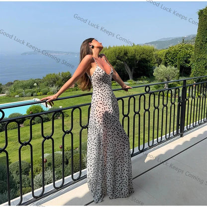 Robe à bretelles à pois chic
