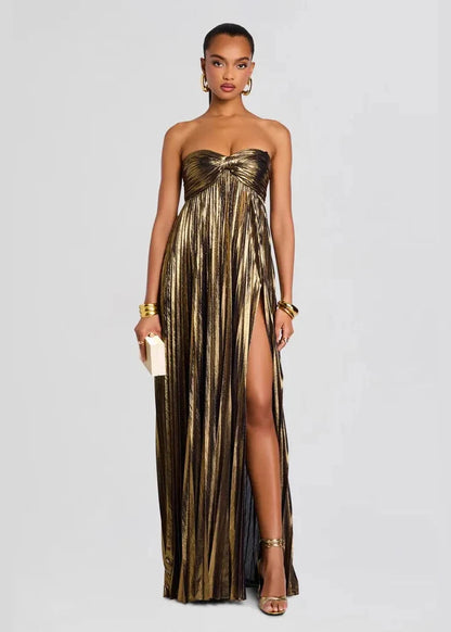 Robe bustier chic argentée pour témoin de mariage