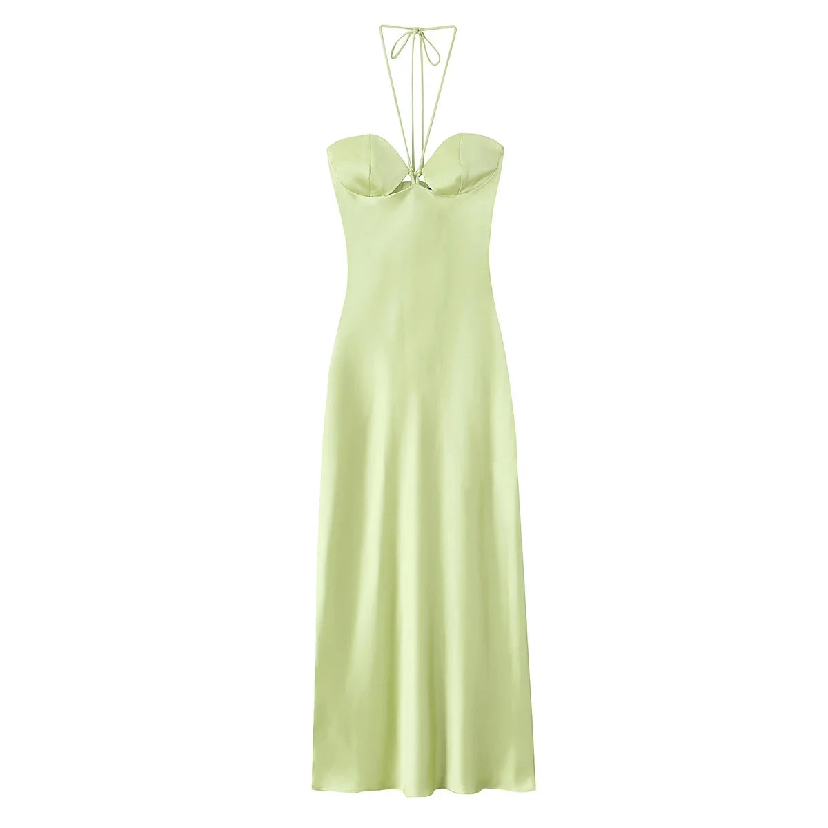 Robe de Soirée Jaune Citron Satinée Bustier
