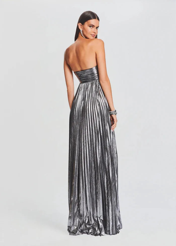 Robe bustier chic argentée pour témoin de mariage