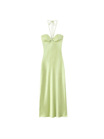 Robe de Soirée Jaune Citron Satinée Bustier