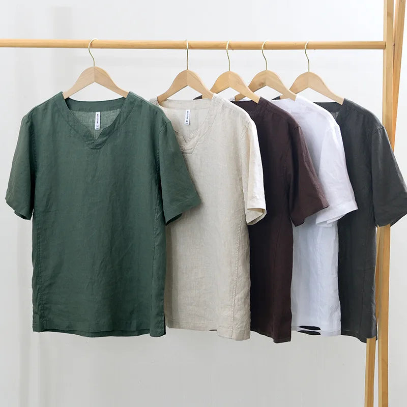 Hynara - Breezy Linen V-Neck Shirt