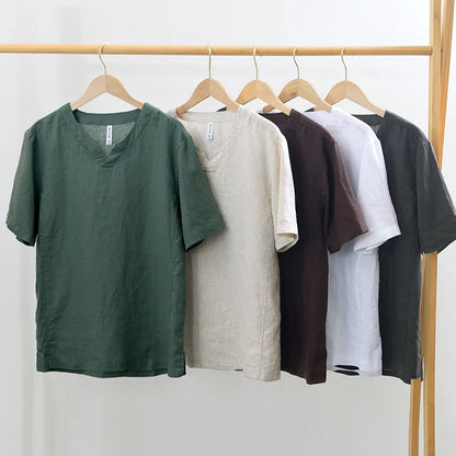 Hynara - Breezy Linen V-Neck Shirt