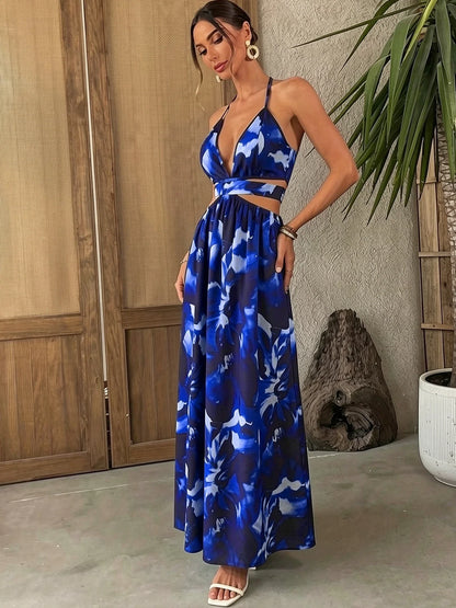 Robe fluide bleue de plage