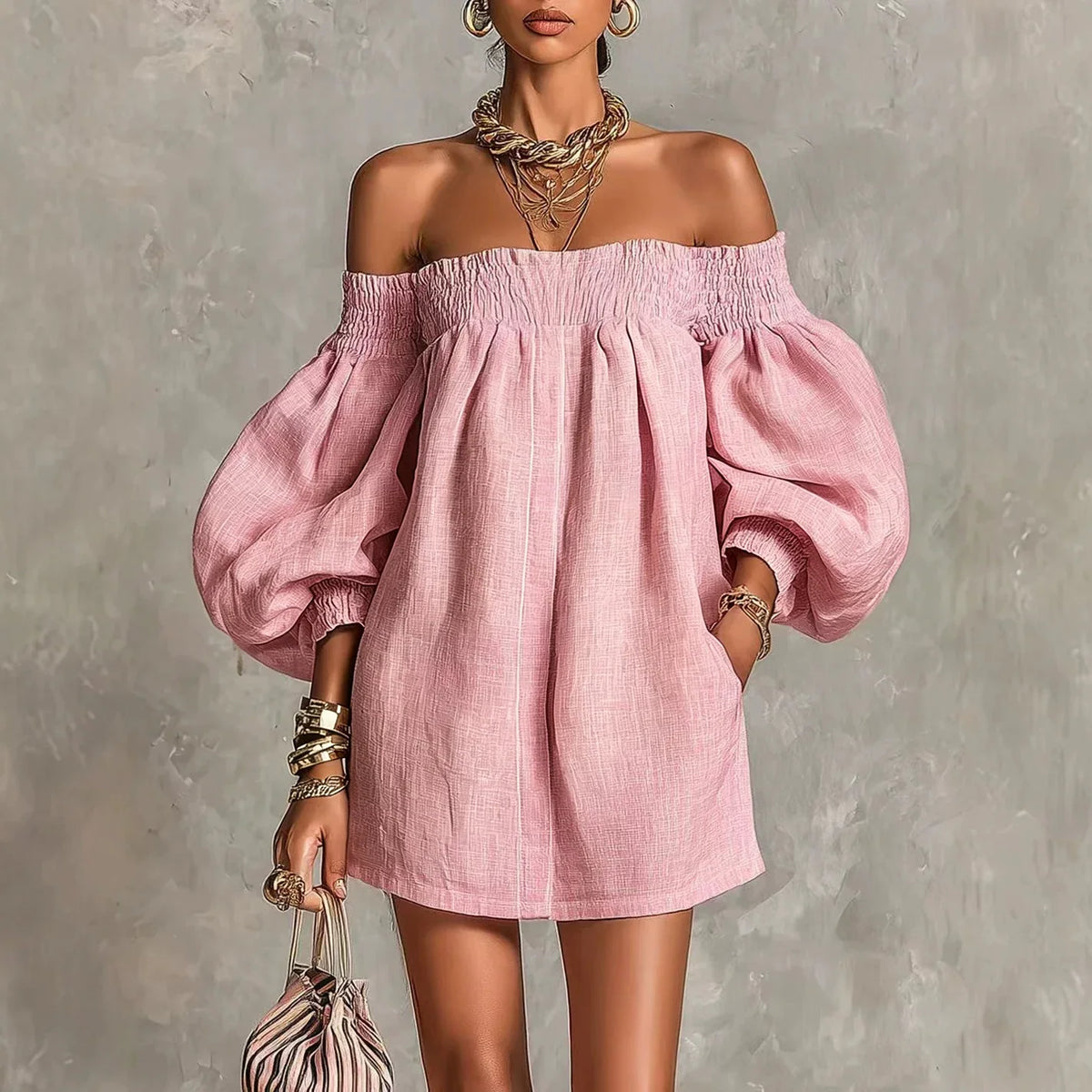 Robe rose pastel bohème
