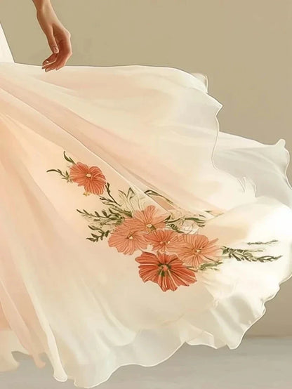 Robe en mousseline beige bohème chic