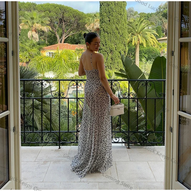 Robe à bretelles à pois chic