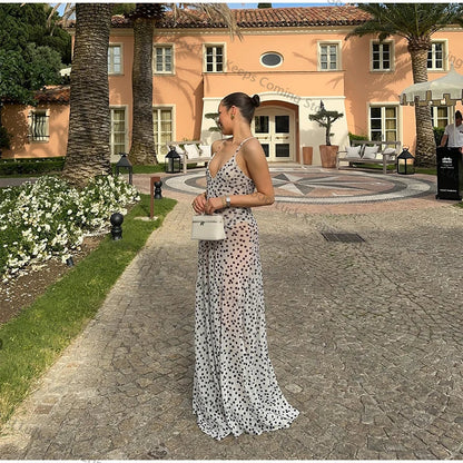 Robe à bretelles à pois chic
