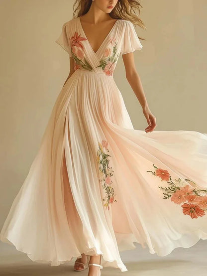 Robe en mousseline beige bohème chic