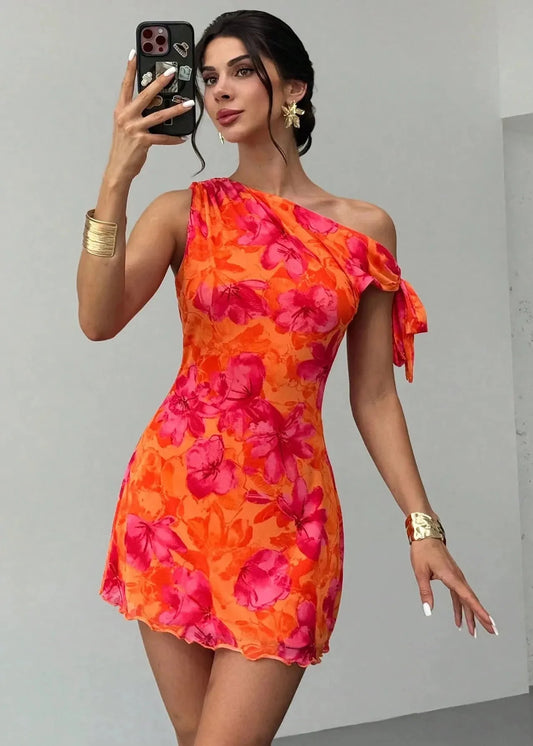 Robe Asymétrique Orange Chic