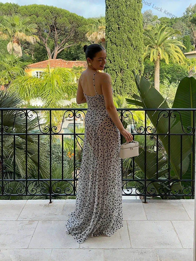 Robe à bretelles à pois chic