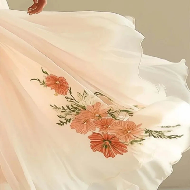 Robe en mousseline beige bohème chic