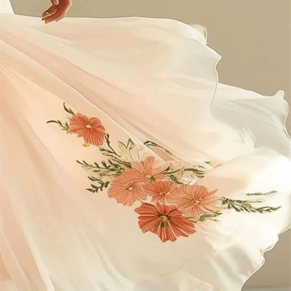 Robe en mousseline beige bohème chic
