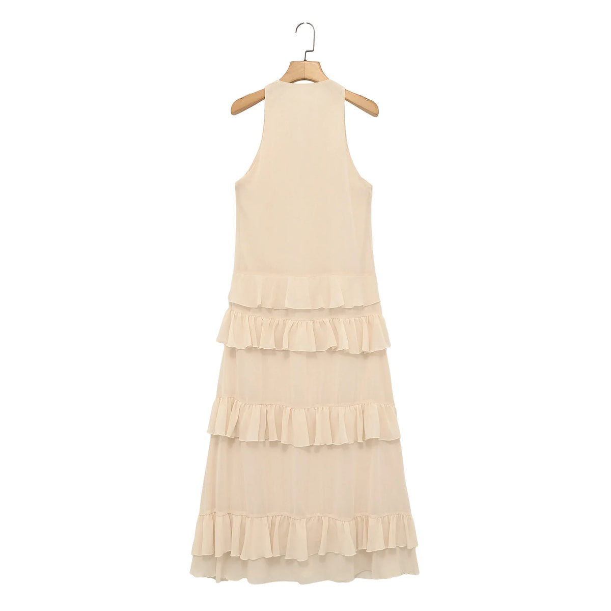 Robe Beige à Volants