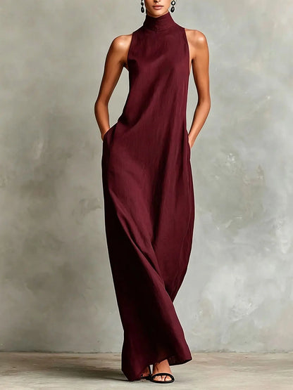 Orietta - Sleeveless High Neck Maxi Dress
