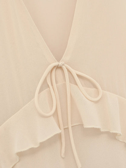 Robe Beige à Volants