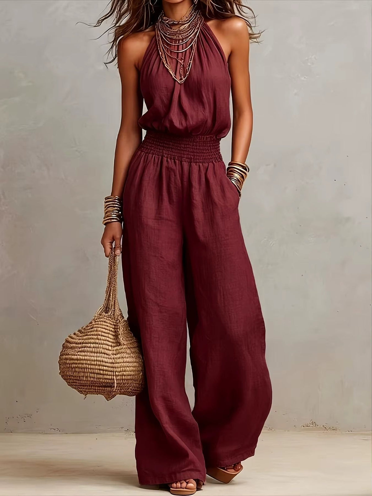 Elenie - Lightweight Halter-Neck Jumpsuit
