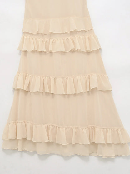 Robe Beige à Volants