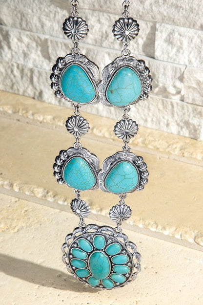 Western Natural Stone Concho Necklace