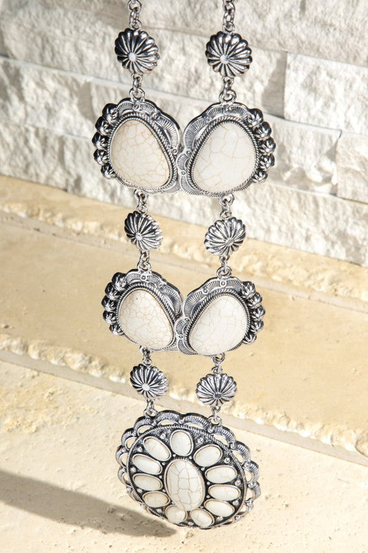 Western Natural Stone Concho Necklace