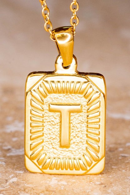 Dylan Gold Rectangle Initial Pendant Necklace